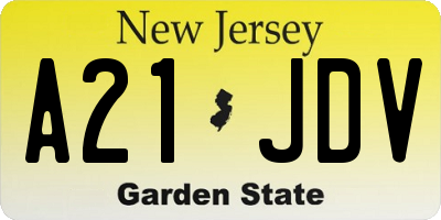 NJ license plate A21JDV