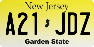 NJ license plate A21JDZ