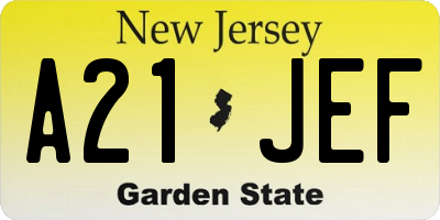 NJ license plate A21JEF