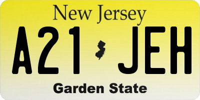 NJ license plate A21JEH