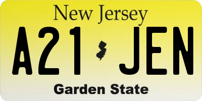 NJ license plate A21JEN