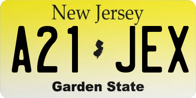 NJ license plate A21JEX