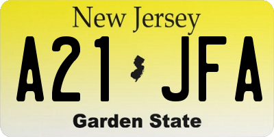 NJ license plate A21JFA