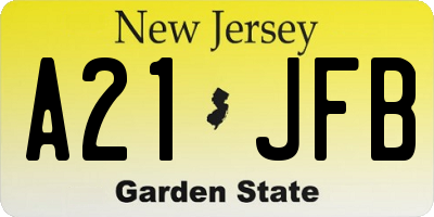 NJ license plate A21JFB