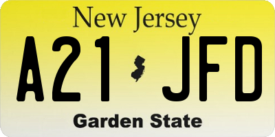 NJ license plate A21JFD