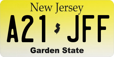 NJ license plate A21JFF