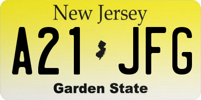 NJ license plate A21JFG