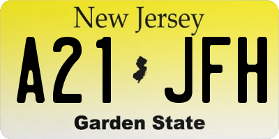 NJ license plate A21JFH