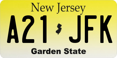 NJ license plate A21JFK
