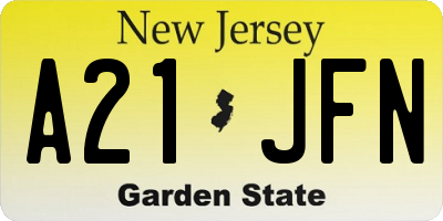 NJ license plate A21JFN