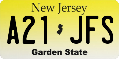 NJ license plate A21JFS