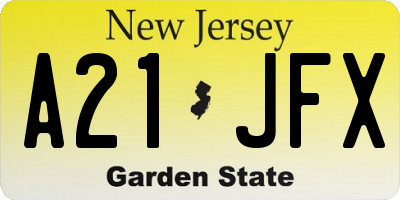 NJ license plate A21JFX