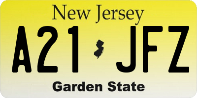NJ license plate A21JFZ