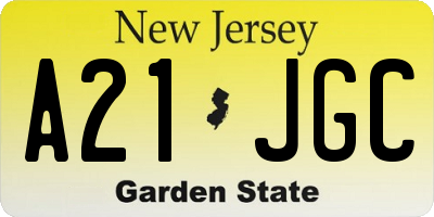 NJ license plate A21JGC