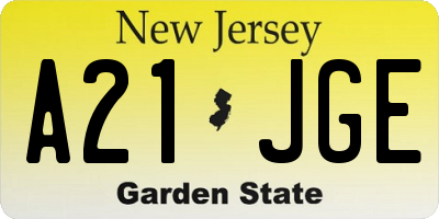 NJ license plate A21JGE