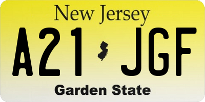 NJ license plate A21JGF