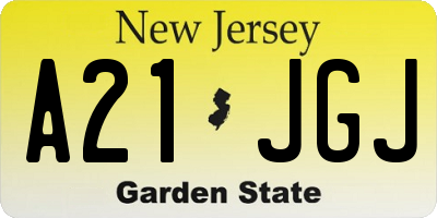 NJ license plate A21JGJ