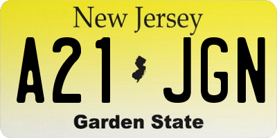 NJ license plate A21JGN