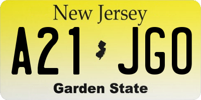 NJ license plate A21JGO