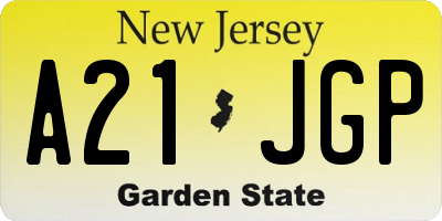 NJ license plate A21JGP