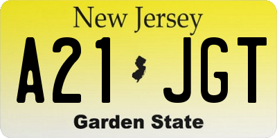 NJ license plate A21JGT