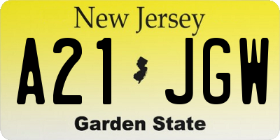 NJ license plate A21JGW