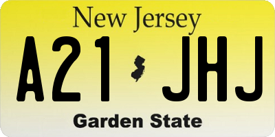 NJ license plate A21JHJ
