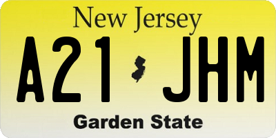 NJ license plate A21JHM