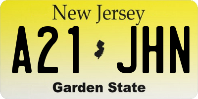NJ license plate A21JHN