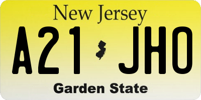 NJ license plate A21JHO