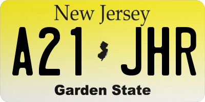 NJ license plate A21JHR
