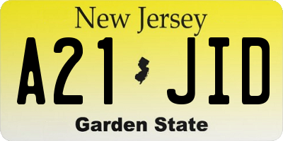 NJ license plate A21JID