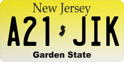 NJ license plate A21JIK