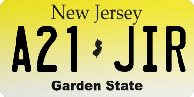 NJ license plate A21JIR