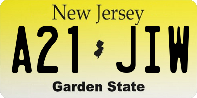 NJ license plate A21JIW