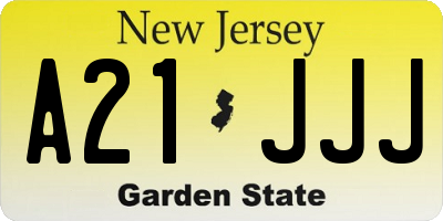 NJ license plate A21JJJ