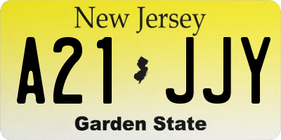 NJ license plate A21JJY