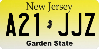 NJ license plate A21JJZ