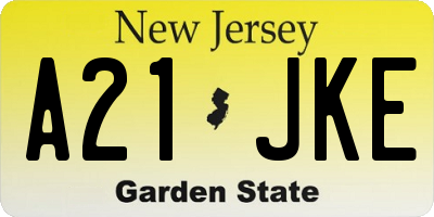 NJ license plate A21JKE