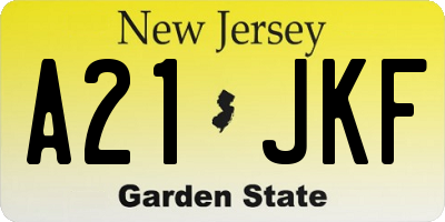NJ license plate A21JKF