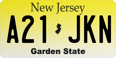 NJ license plate A21JKN