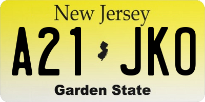 NJ license plate A21JKO