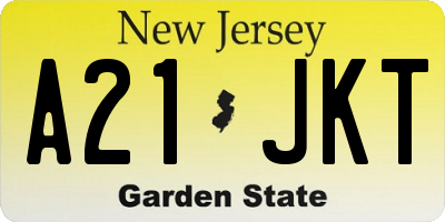 NJ license plate A21JKT