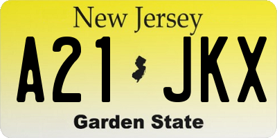 NJ license plate A21JKX