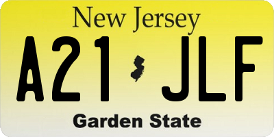 NJ license plate A21JLF