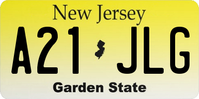 NJ license plate A21JLG