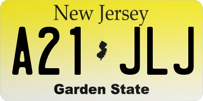 NJ license plate A21JLJ