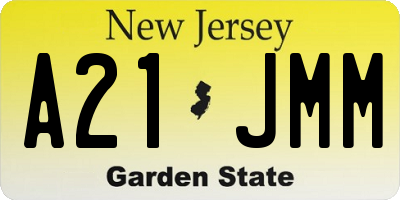 NJ license plate A21JMM