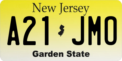 NJ license plate A21JMO