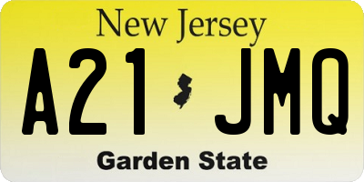NJ license plate A21JMQ